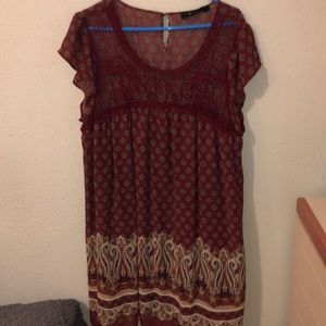 Plus Size Maroon Tribal Print Dress